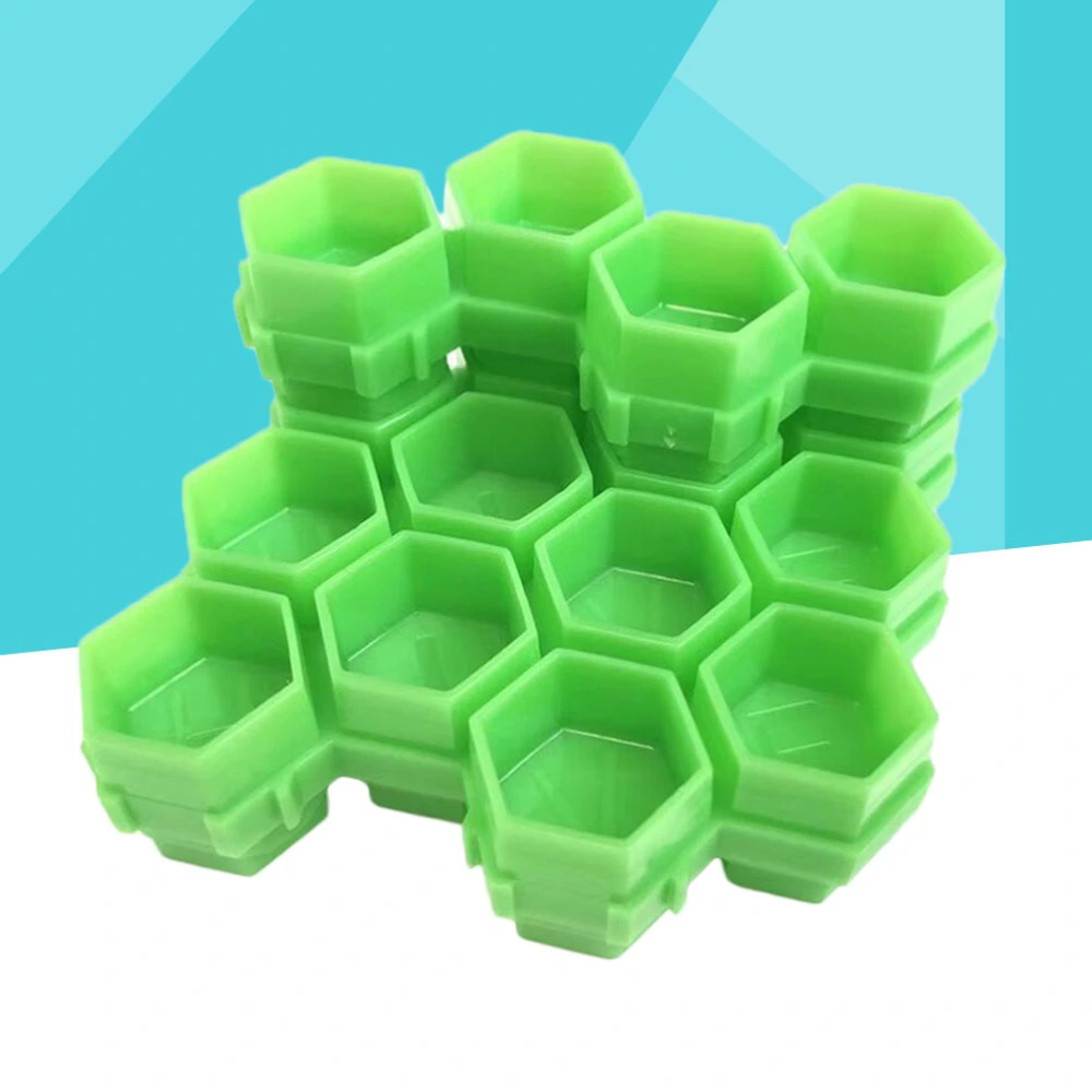 200pcs Spliceable Honeycomb Color Cup Ink Cup Paint Cup Pigment Cups Plastic Ink Cup for Painting Use (Green)