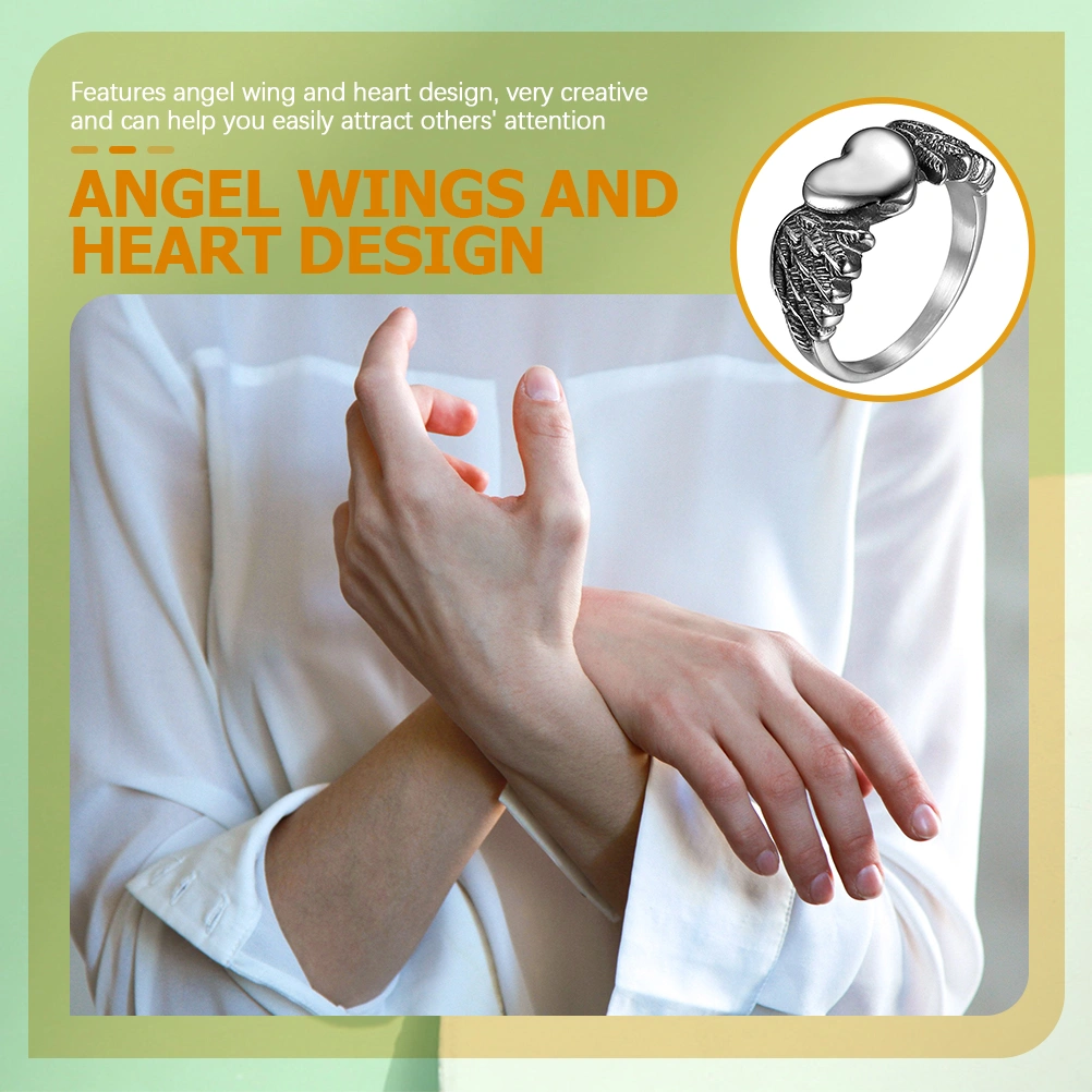 Women Finger Ring Angel Wing Ring Heart Finger Ring Decoration Personalized Ring