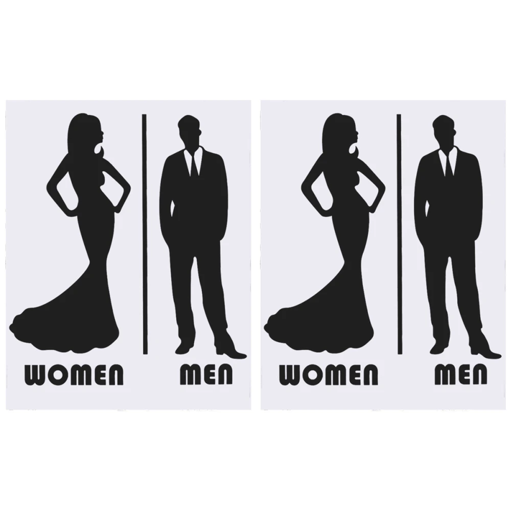 2pcs Public Toilet Restroom Sign Men and Women Wall Art Stickers Washroom Decal Removable Toilet Rest Room Sticker