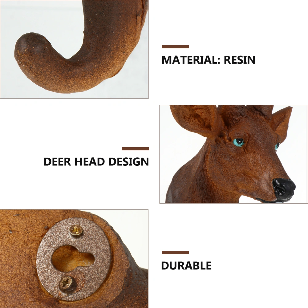 Resin Craft Wildlife Deer Head Wall Hook Hat Coat Hook Hanger for Home Garden