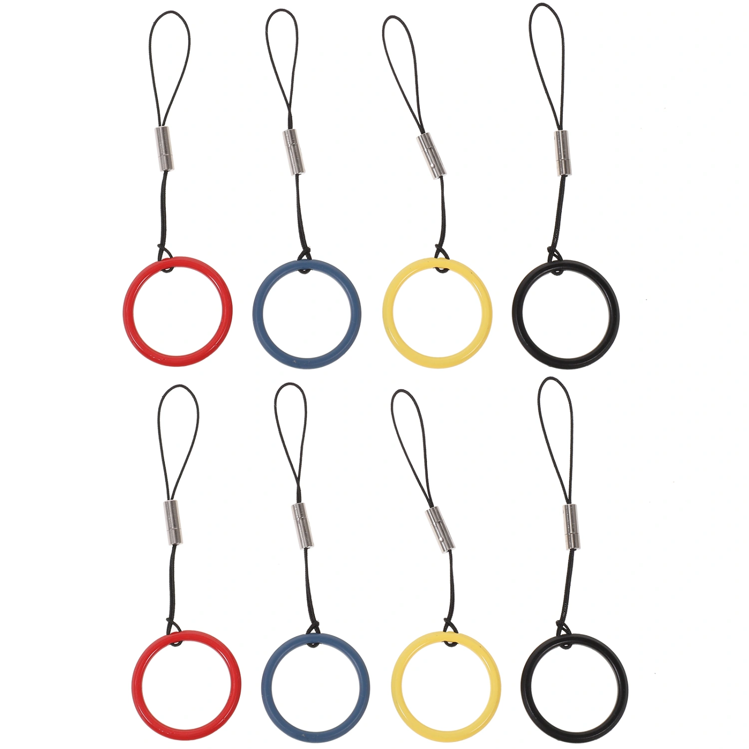 8pcs Ring Short Mobile Phone Strap Anti-lost Finger Ring Lanyard Phone Lanyard Hanging Rope Chain for Phone Keychain (Black + Blue + Gold + Red)