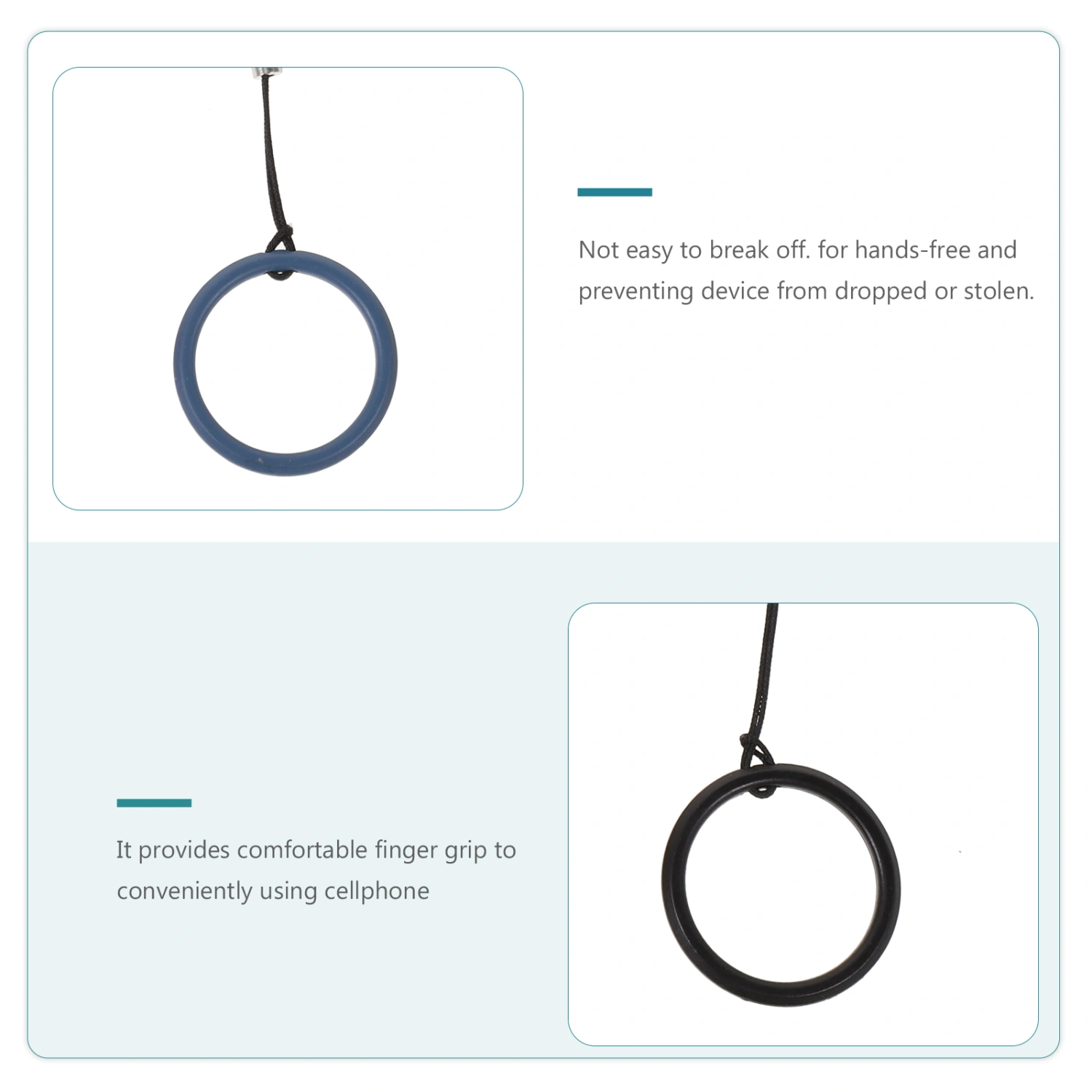 8pcs Ring Short Mobile Phone Strap Anti-lost Finger Ring Lanyard Phone Lanyard Hanging Rope Chain for Phone Keychain (Black + Blue + Gold + Red)
