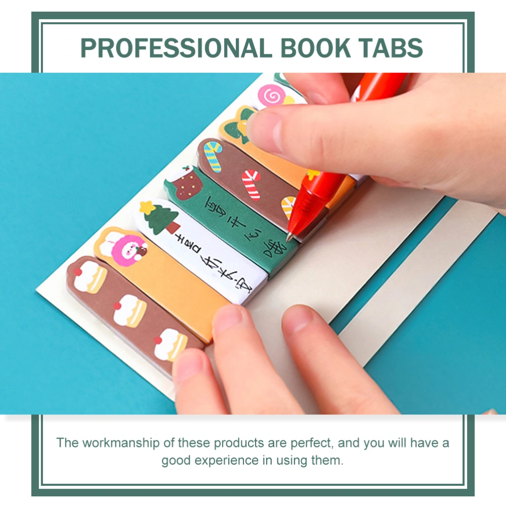 4 Books of Sticky Tabs Students Page Markers Cartoon Book Tabs Christmas Themed Sticky Tabs