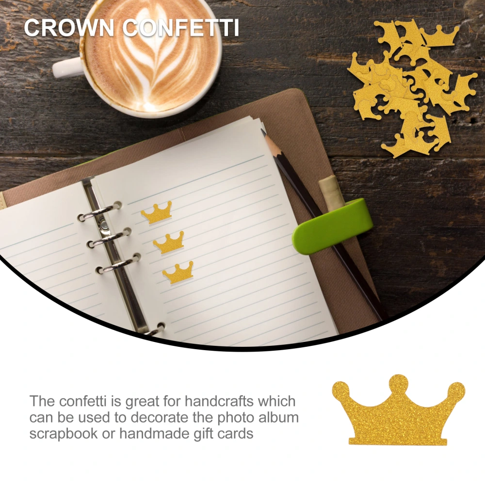 200pcs Double-sided Crown Confetti DIY Paper Party Confetti Birhday Party Ornament (Golden, 1 Pack)