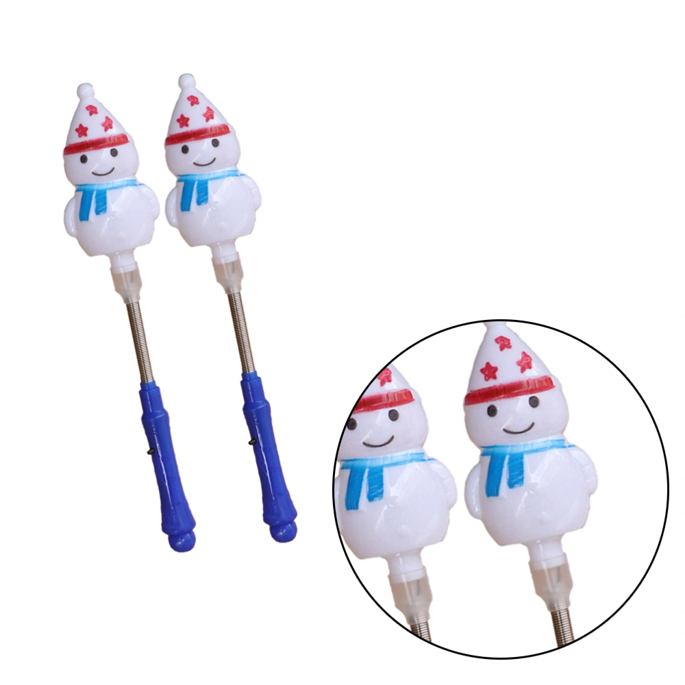 2Pcs Christmas Snowman SShape Spring Flash Sticks Christmas Glowing Toy Christmas Cheering Props Party Supplies