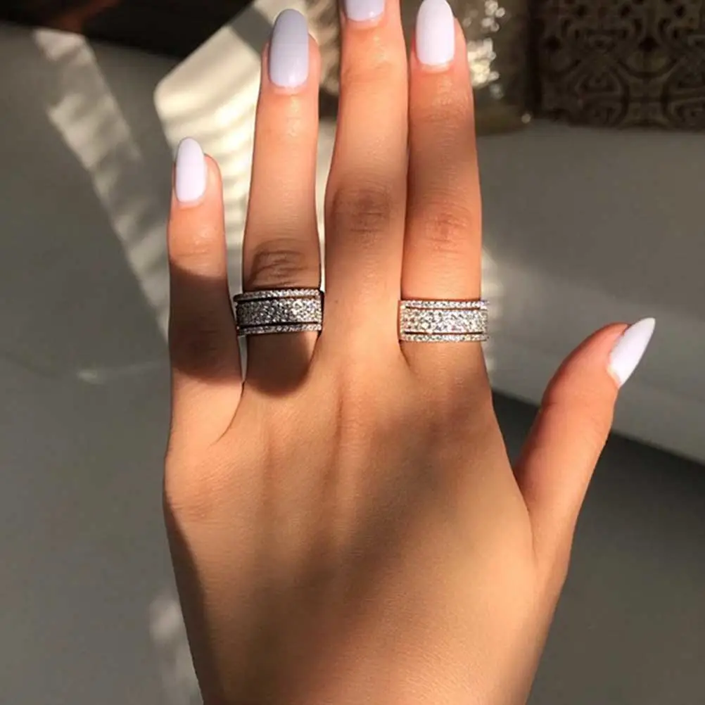 Creative Wheel Designed Rings Rhinestone Finger Rings Elegant Finger Decoration Silver 8