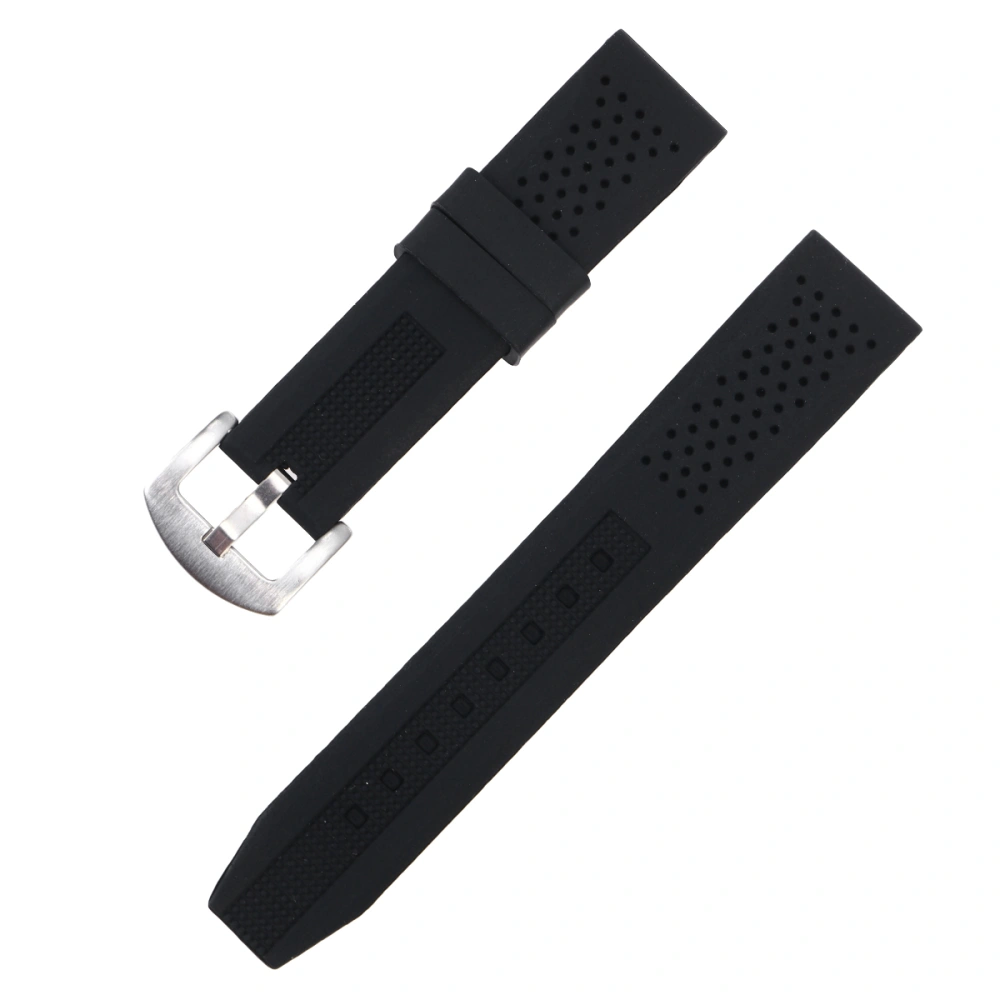 Watch Strap Waterproof Durable Silicone Watch Band Breathable Watch Wristband for Replacement 18mm (Black)