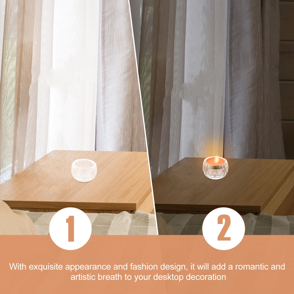 2Pcs Decorative Transparent Candleholder Dining Table Candlestick Glass Candle Stand