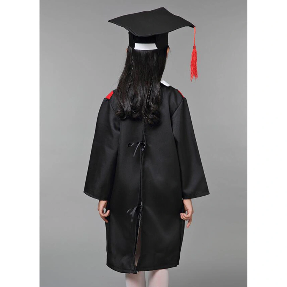 1 Set Children Graduation Gown Cloak Robe Cosplay Costumes for Kids Children (Red Collar with and Certificate 150cm)