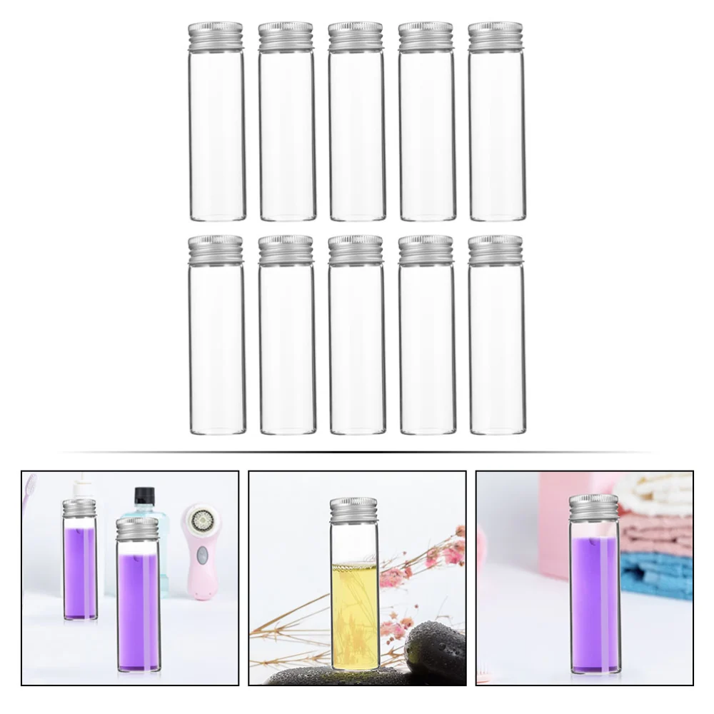 10pcs Transparent Empty Tube Bottles Portable Glass Vials for Candies Nuts