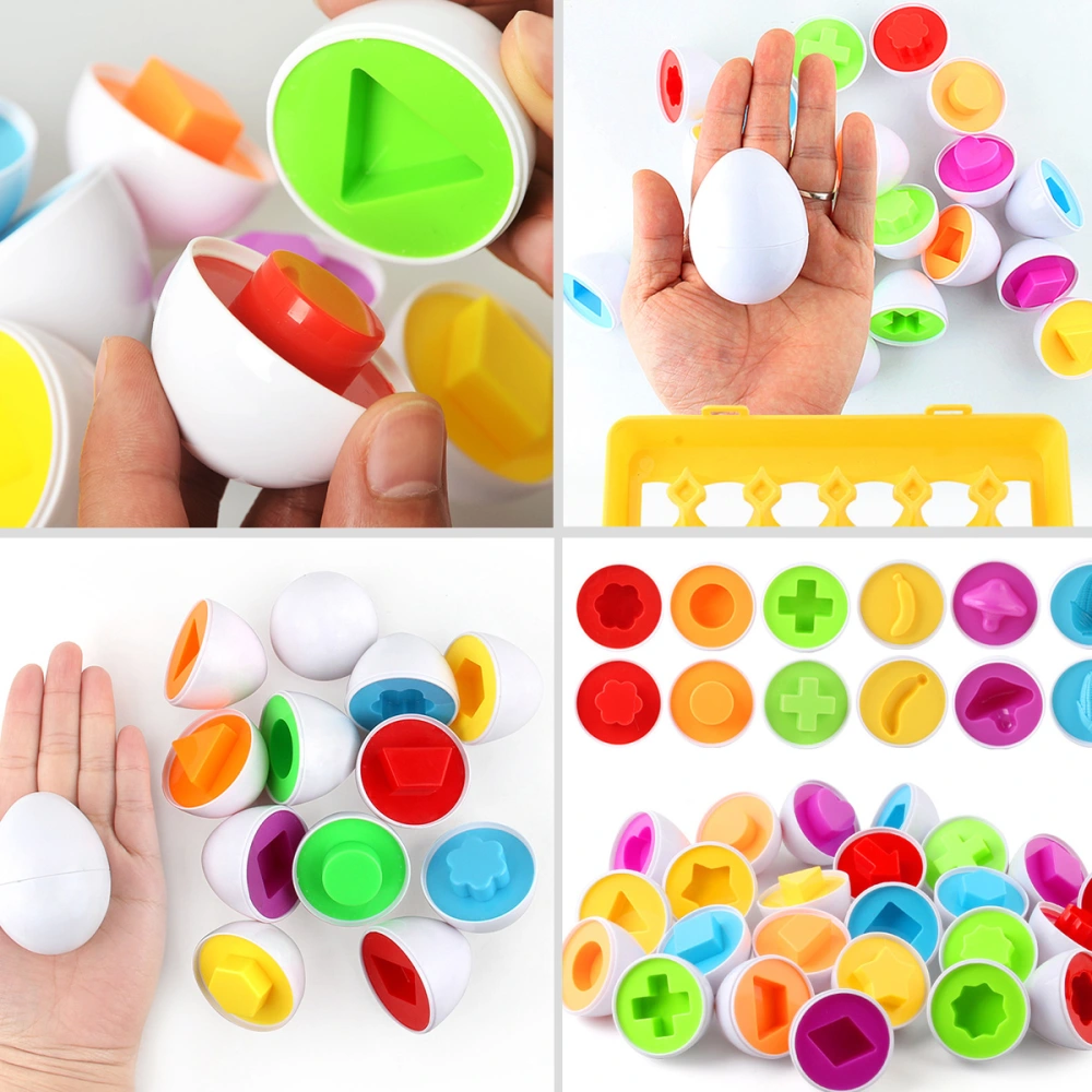 12pcs in 1 Box Matching Learning Egg Puzzle Smart Egg Kids Toddler Baby Educational Toys for Studying Color Shape Blocks Puzzle