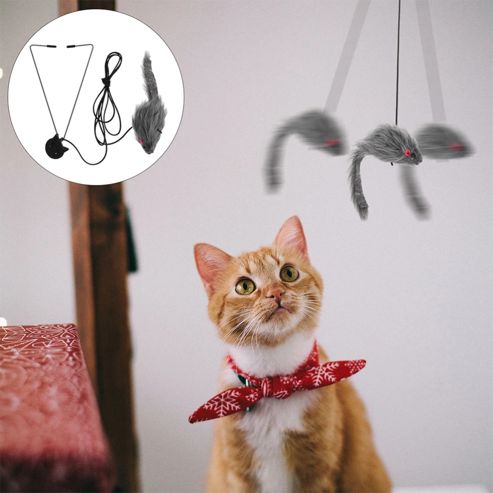 1 Set of Cat Mouse Toy Kitten Funny Color Stick Cat Stick Toy Plastic Pet Cat Interactive Toy