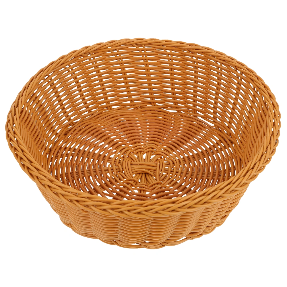 1Pc Plastic Basket Imitated Rattan Woven Basket Bread Food Storage Container