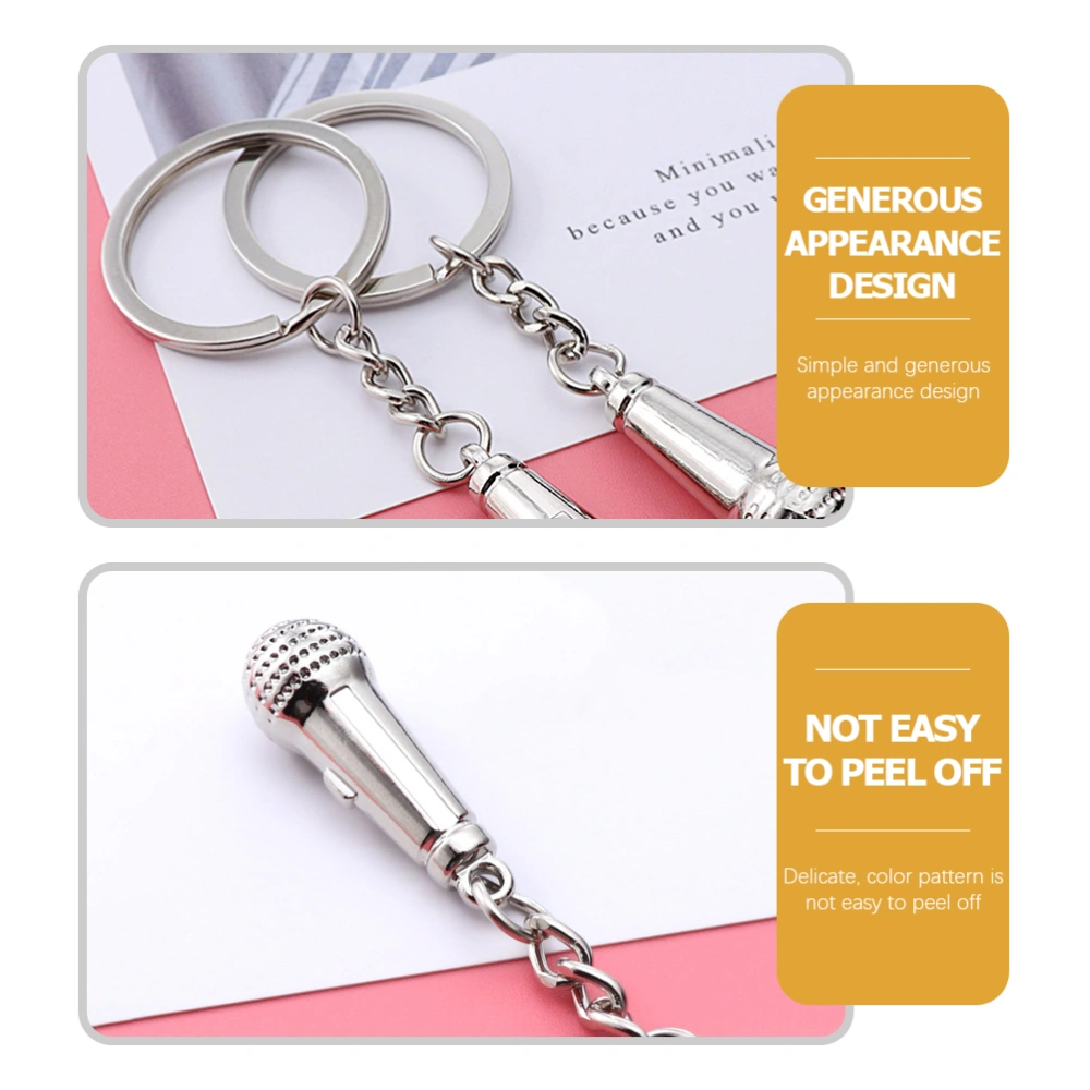 3Pcs Microphone Shaped Keychain 3D Microphone Key Ring Unique Key Pendant