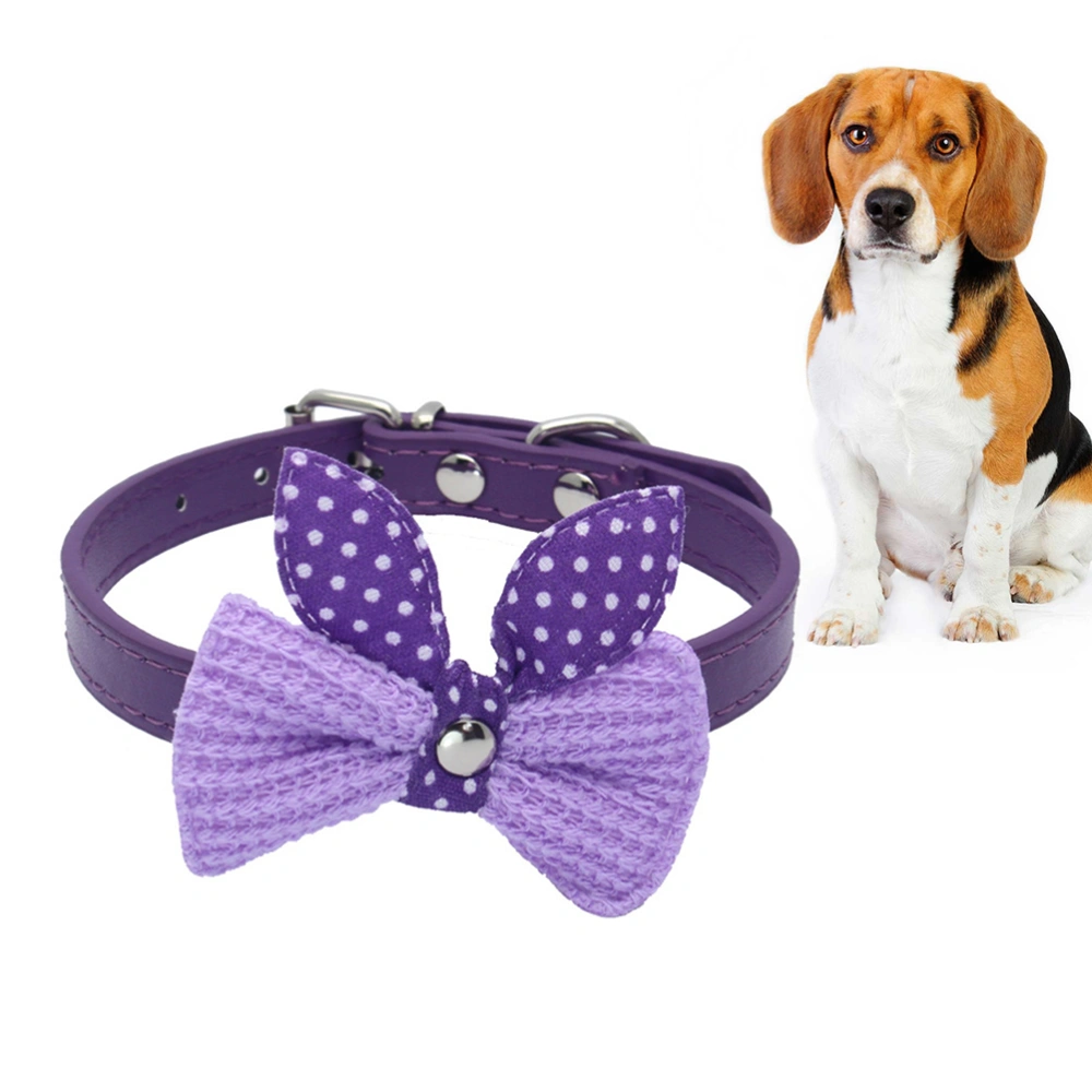 Knit Bowknot Adjustable Dog Puppy Pet Collars Leash Necklace 2019 Hot Selling Cool Small Dogs Collars - Size S (Purple)