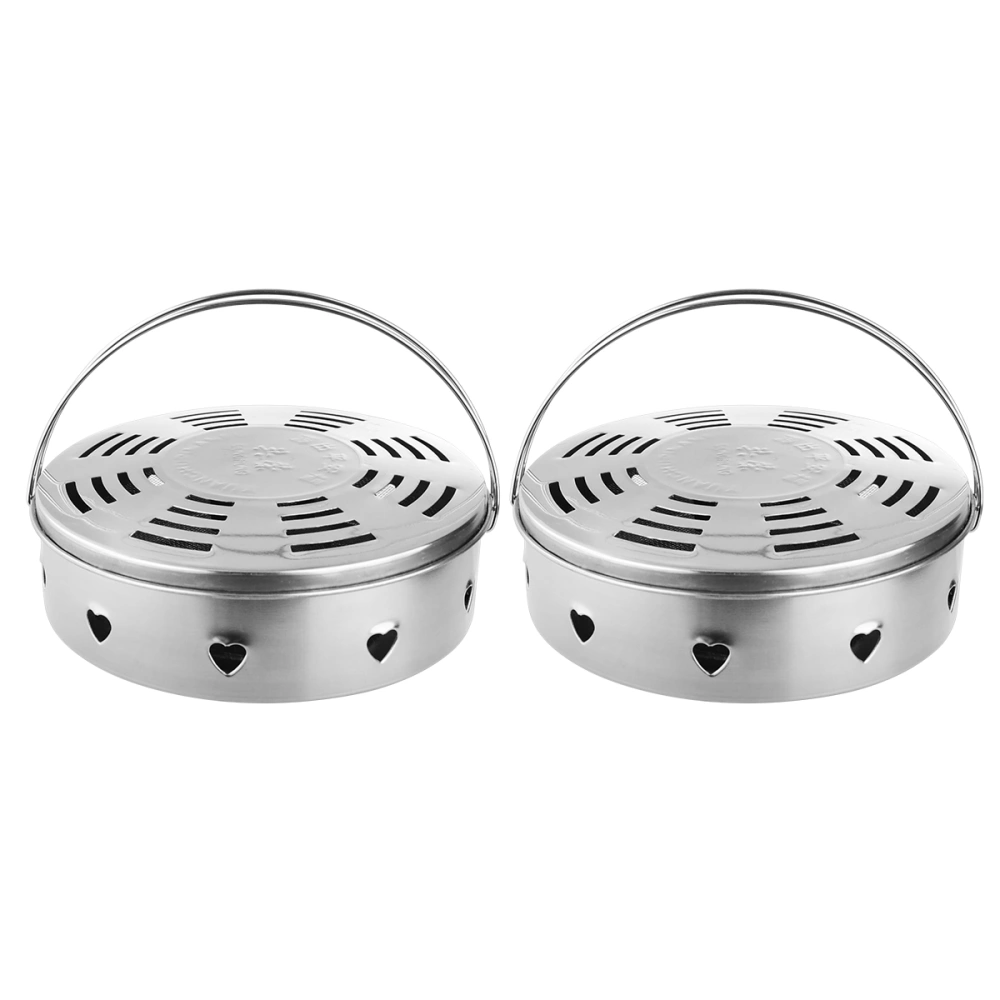 2Pcs Stainless Steel Mosquito Coil Tray Coil Incense Holder Support Mosquito Coil Stand (Handheld 14cm)