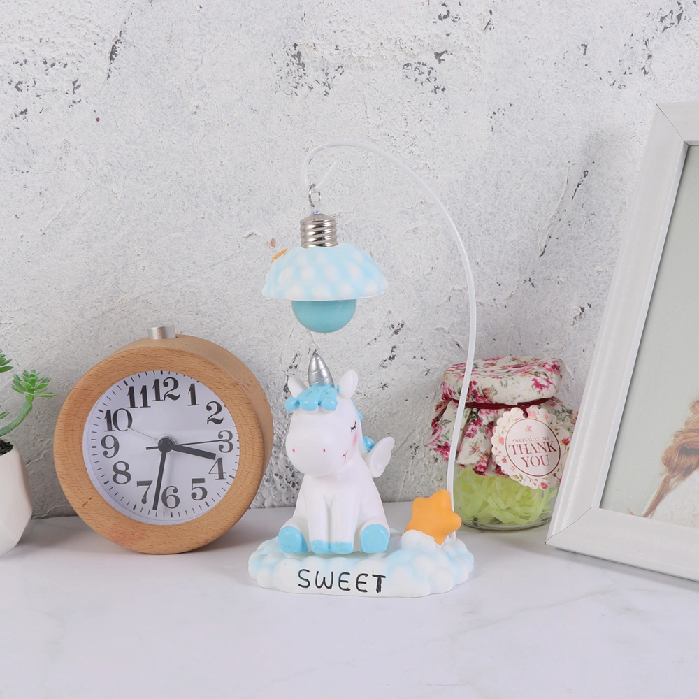 Blue Unicorn Night Light Girl Room Decoration Small Desk Lamp Bedroom Cloud Light for Chidren Baby Girls