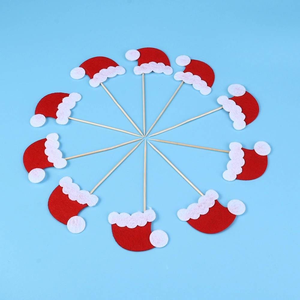 10 PCS Cupcake Topper Decorative Christmas Hat Cupcake Picks for Party Decoration