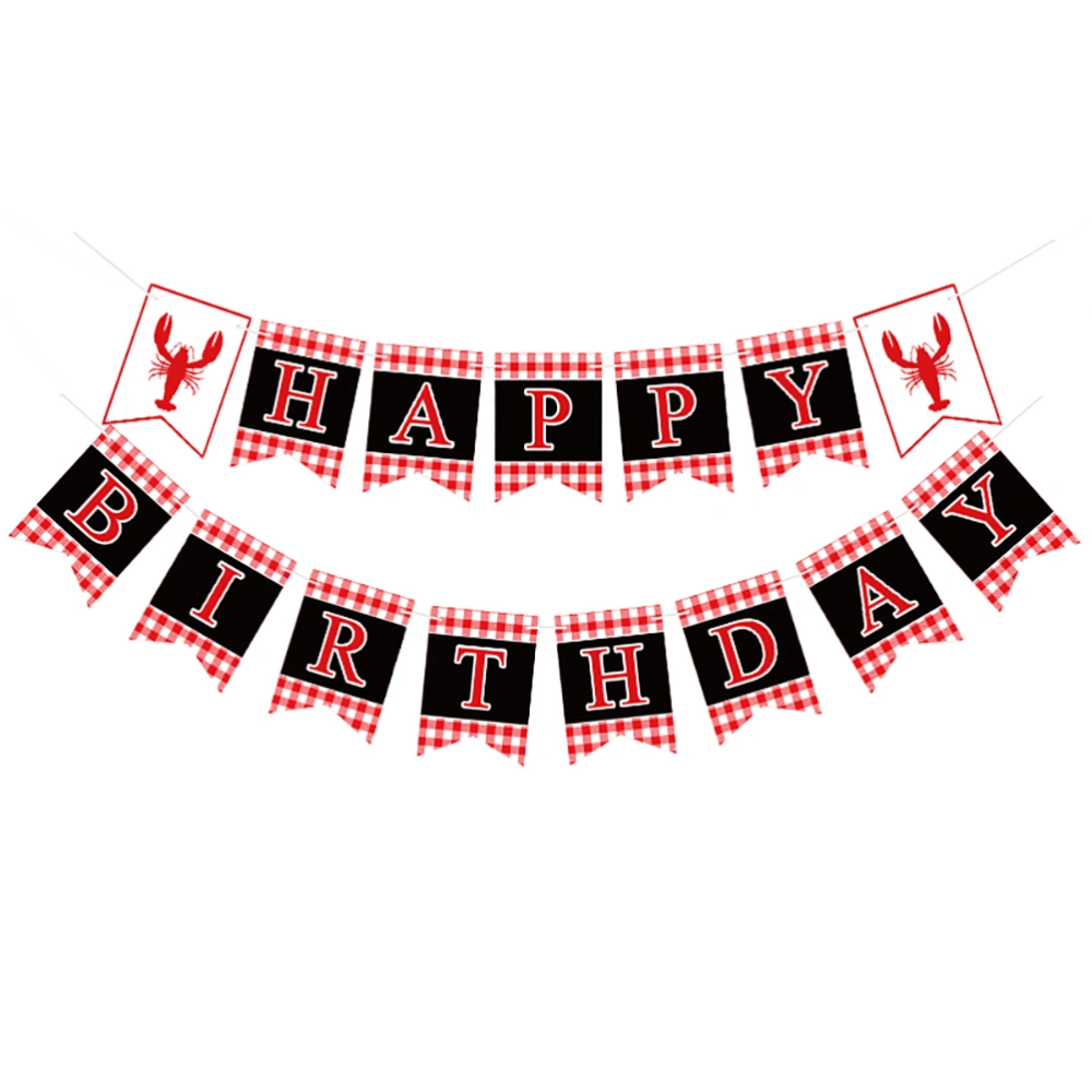 1 Set HAPPY BIRTHDAY Banners Lobster Swallowtail Banners (Assorted Color)