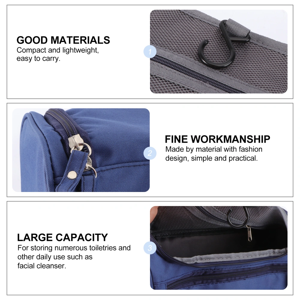 Male Business Travel Bag Portable Outdoor Waterproof Storage Bag Practical Toiletries Storage Pouch (Dark Blue)