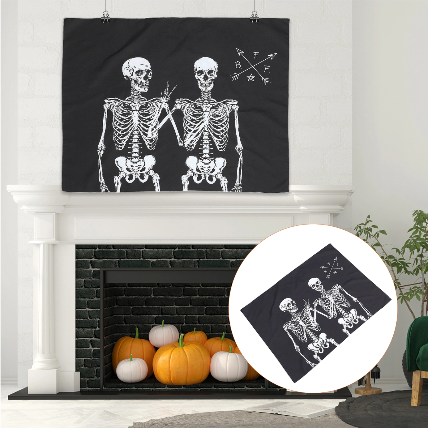Skull Printed Tapestry Wall Hanging Blanket Bedroom Decor Halloween Tapestry
