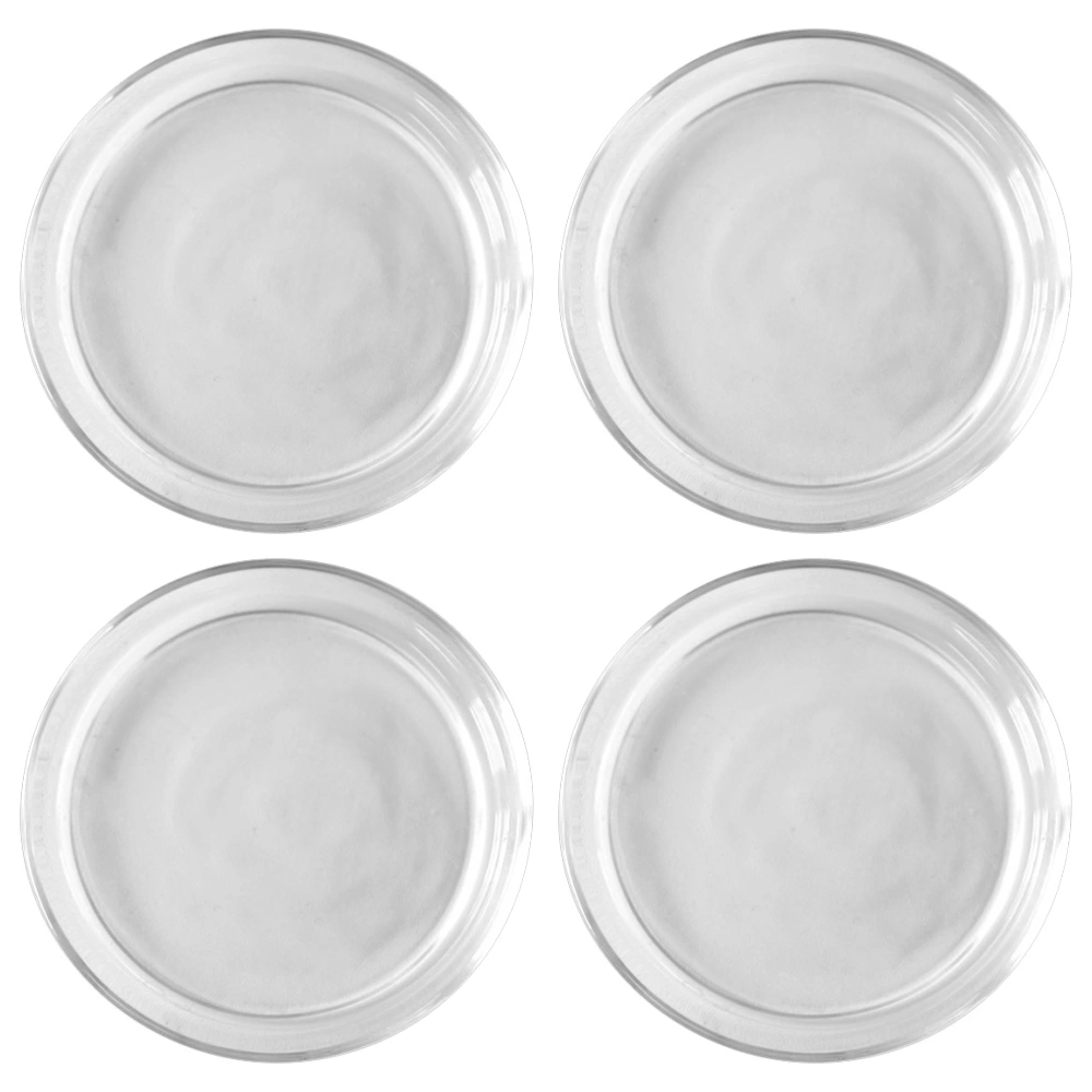 4pcs Mini Seasoning Plates Glass Condiment Plates Clear Condiment Holders