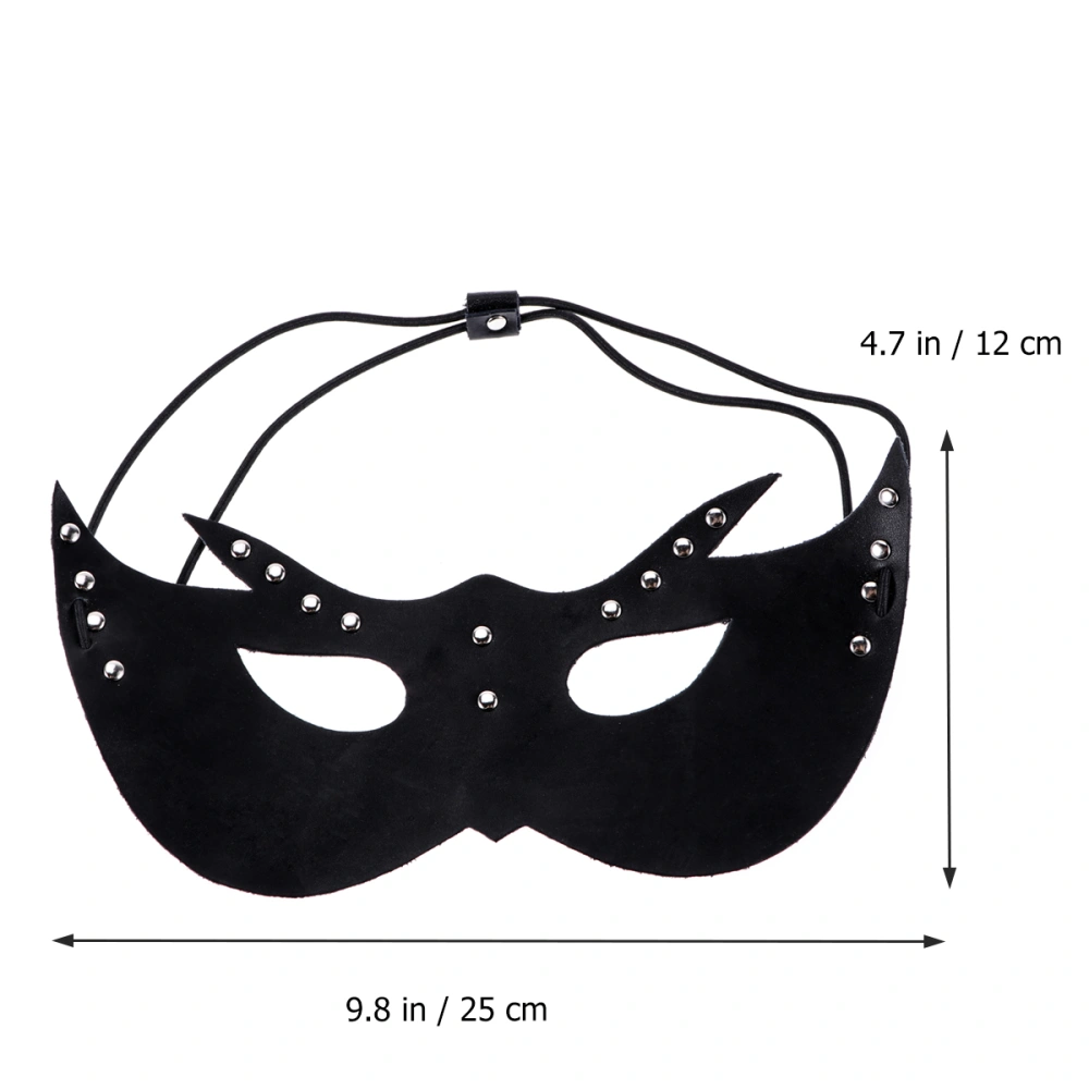 Punk Cowhide Masks Theatrical Performances Decorated Eye Blinder for Decoration Use (Black)