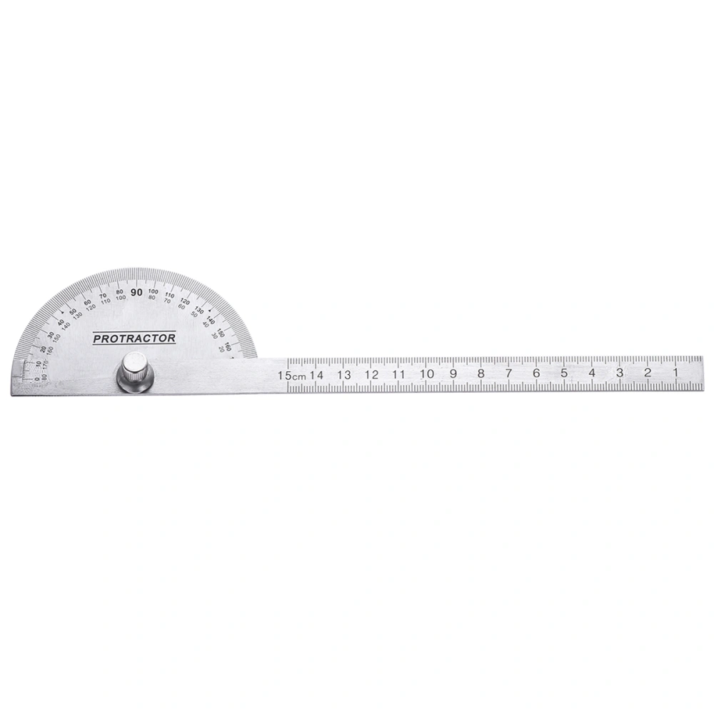 150mm Multifuctional Stainless Steel 180 Degree Protractor Round Head Angle Finder Ruler Swing Arm Protractor Measuring Tools (Silver)