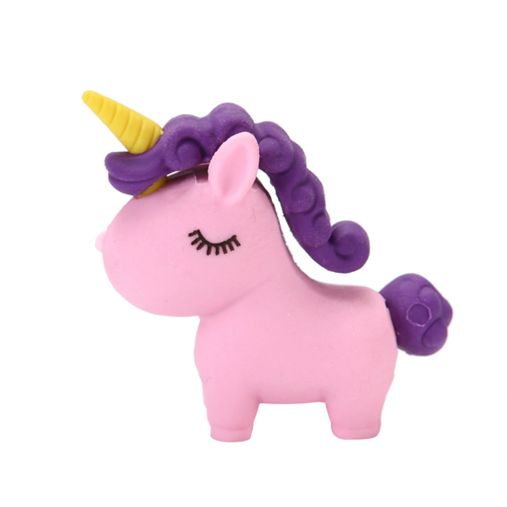 18pcs Simulation Unicorn Shape Eraser Cartoon Creative Animal Eraser Stationery for Student Classroom(Random Color)