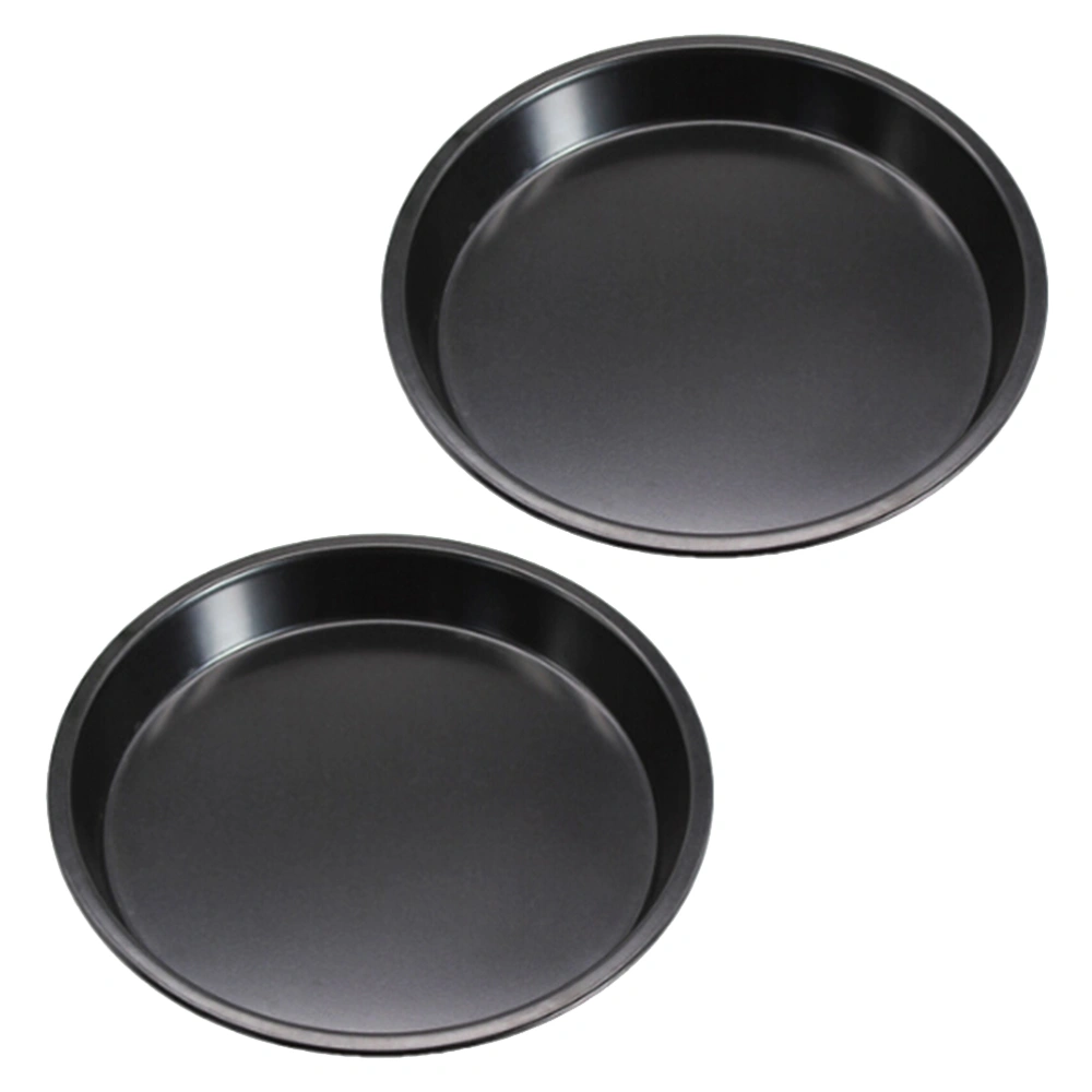 2PCS 10 Inch Nonstick Pizza Pan Round Baking Tray Plate Bakeware (Black)