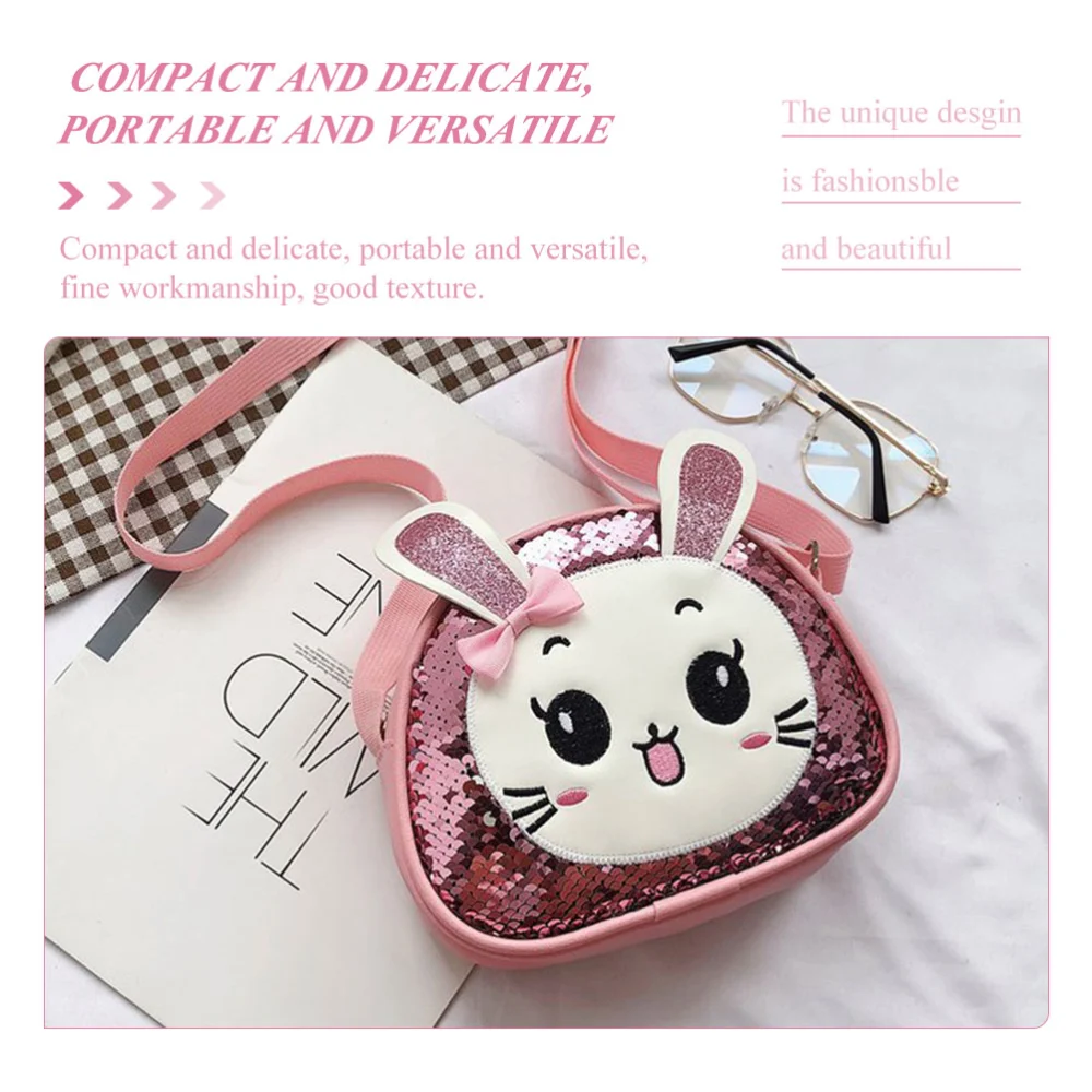 Children Sequins Bag Rabbit Single Shoulder Bag Cross Body Bag Cross Body Pouch