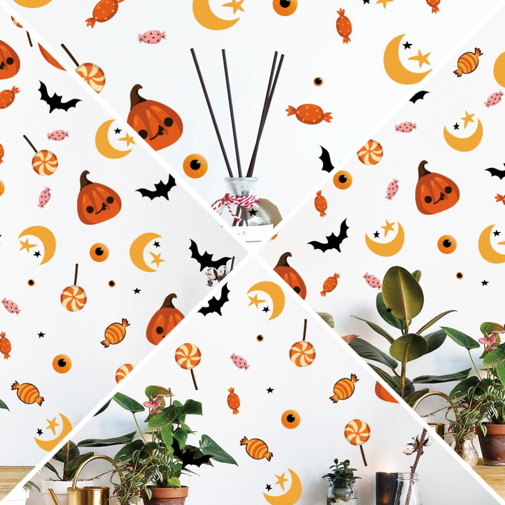 6pcs Halloween Party Sticker Pumpkin Lollipop Background Stickers Wall Decal