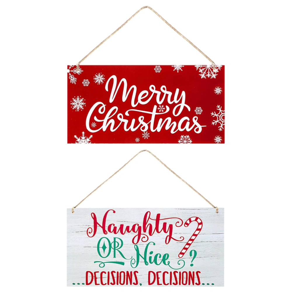 2Pcs Christmas Wooden Board Home Door Hanging Plaque Creative Door Sign Decor