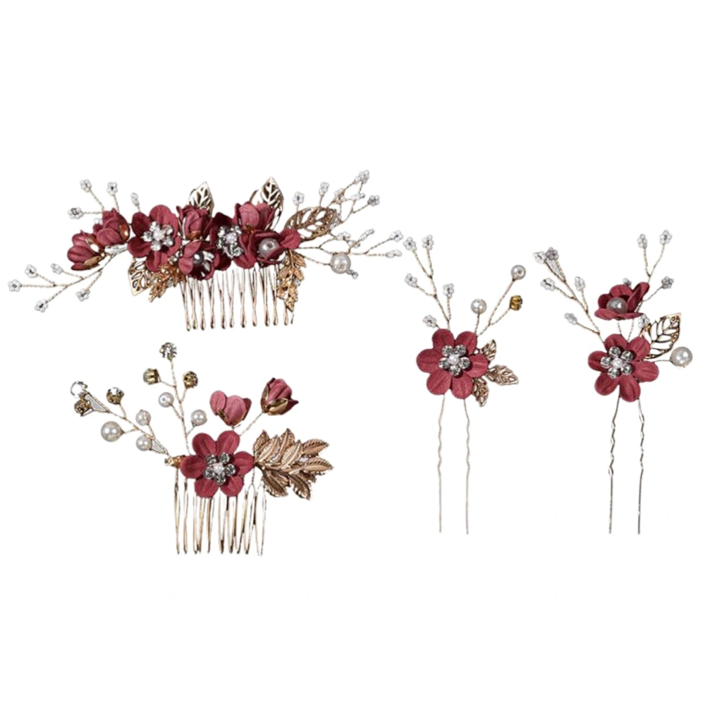 1 Set Flower Leaves Hair Comb Hair Pin Bridal Headpiece Wedding Hair Accessories