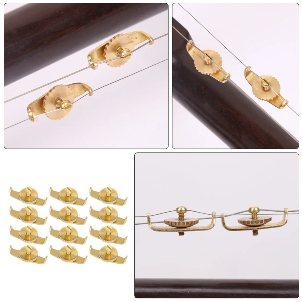 12pcs Copper Erhu Fine Tuners String Adjusters Erhu Adjustment Tools (Golden)