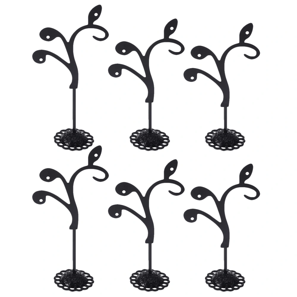 6 Pcs Iron Art Earrings Rack Creative Fashion Jewelry Organizers Necklace Rings Holder Jewelry Display Stand (Black)