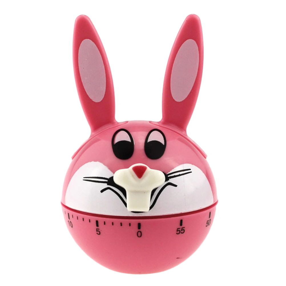 Mechanical Cartoon Timer Kitchen Cooking Counter Manual Time Reminder (Pink)