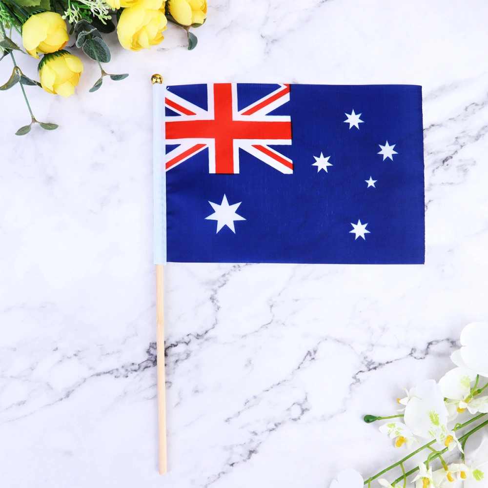 20pcs Handheld Mini National Flag On Stick Australia Flags Banners for Bar Party Decoration With 30cm Bamboo Pole(Australia Flag Size 21x14cm)