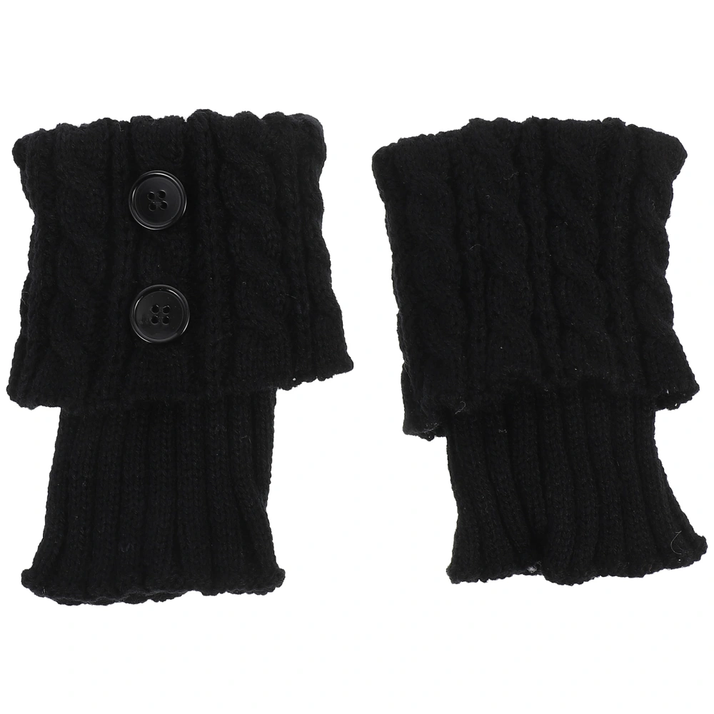 Leg Warmers Women Knitting Socks Leg Warmers Boot Cover Keep Warm Socks (Black)