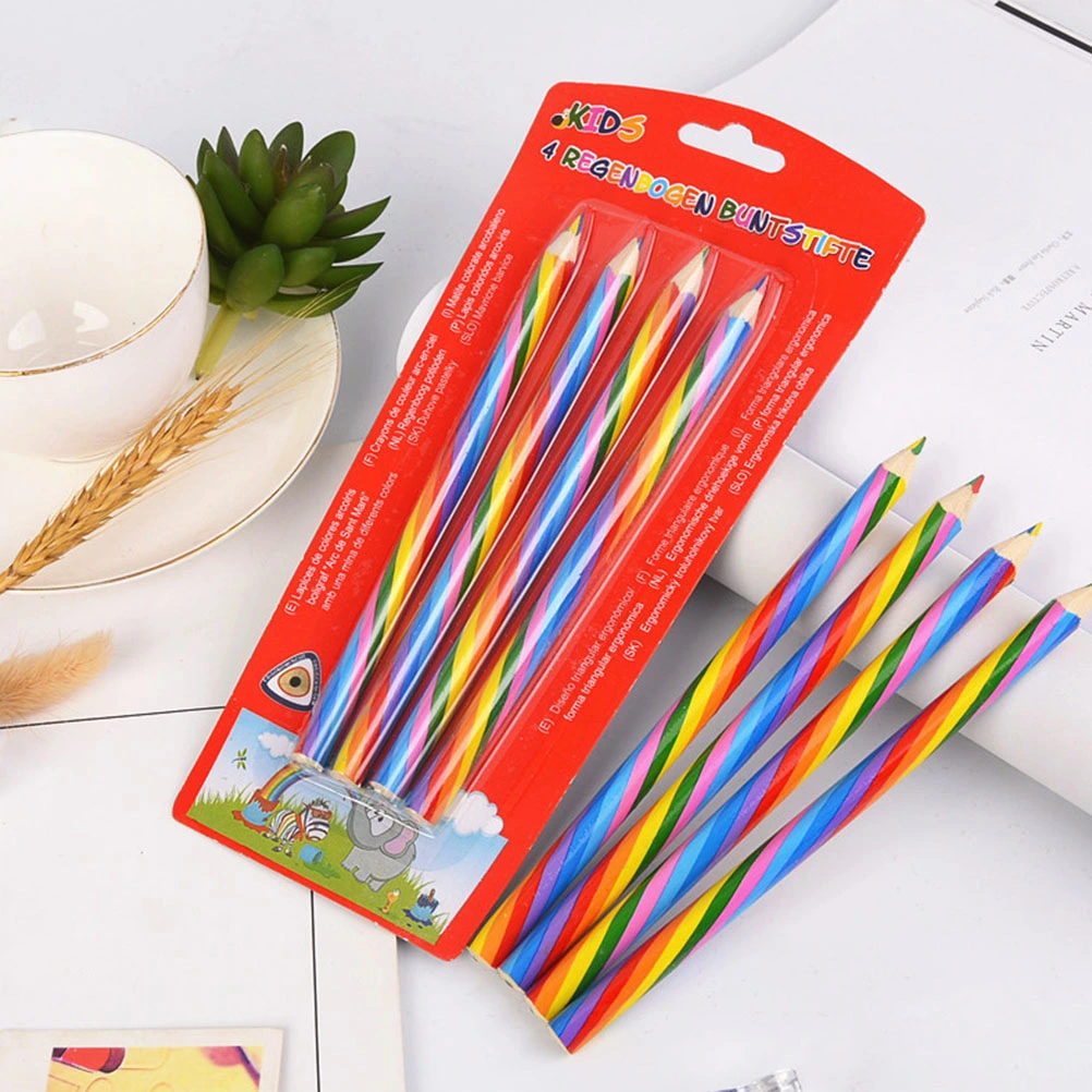 8Pcs Premium Distinct Colored Pencils Four-color Students Pencils (Assorted Color)