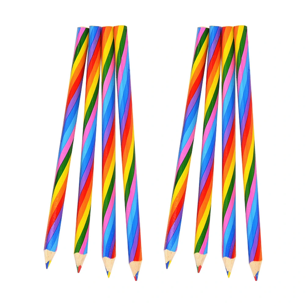 8Pcs Premium Distinct Colored Pencils Four-color Students Pencils (Assorted Color)