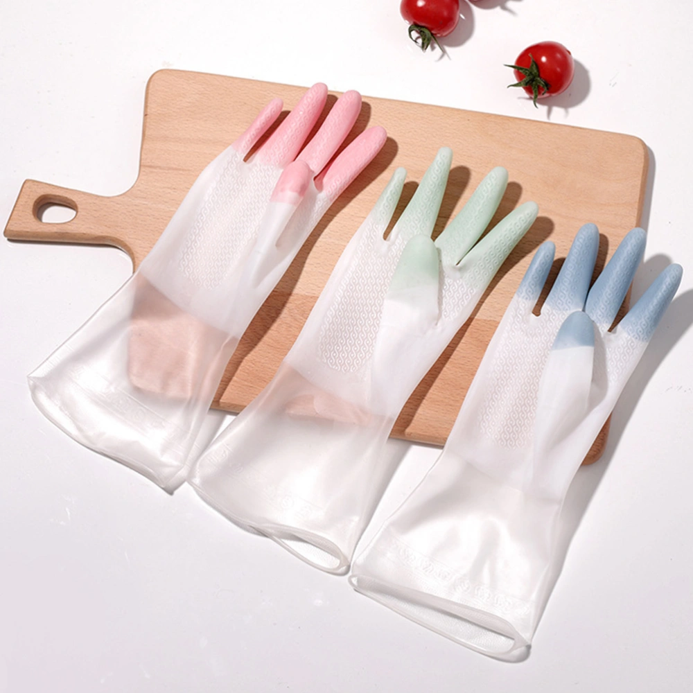 3 Pairs Home Kitchen Gloves Anti-slip Washing Gloves Waterproof Gloves Toilet Cleaning Gloves (Pink, Green, Blue, Size S)