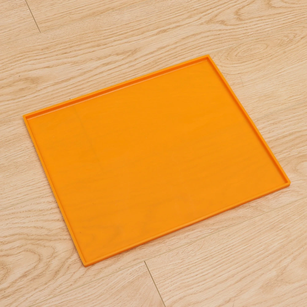 Silicone Pet Food Mat Premium Waterproof Non-stick Dog Cat Food Feeding Bowl Placemat Washable Pad (Orange)