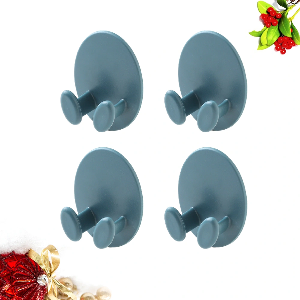 4 Pcs Adhesive Hook Oval Socket Cable Hook Multifunctional Adhesive Plug Holder Cord Organizer Storage Rack Key Hanger (Blue)