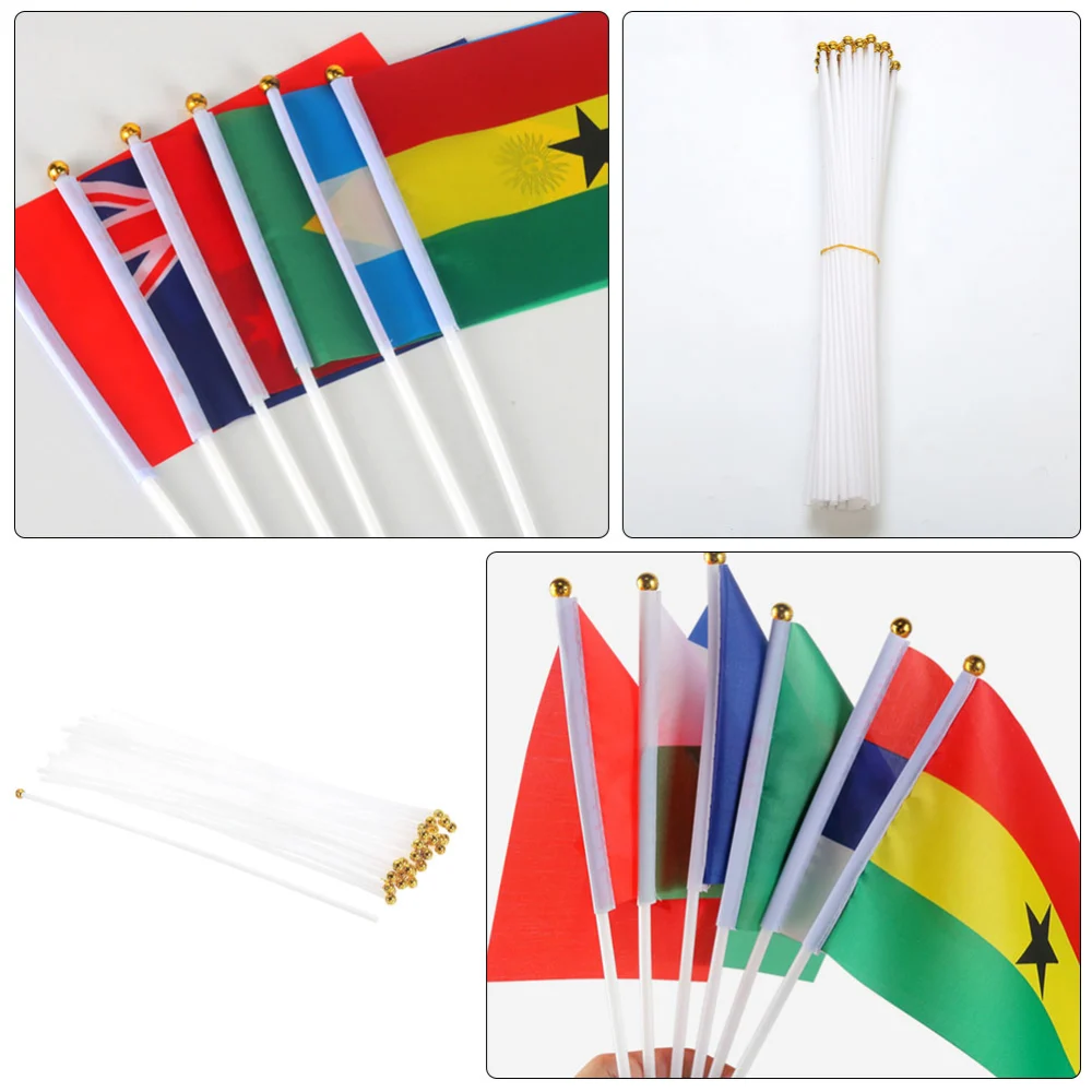 50Pcs Flag Poles Sporting Events Festival Flagpoles Smooth Flagpoles for Handheld Flag