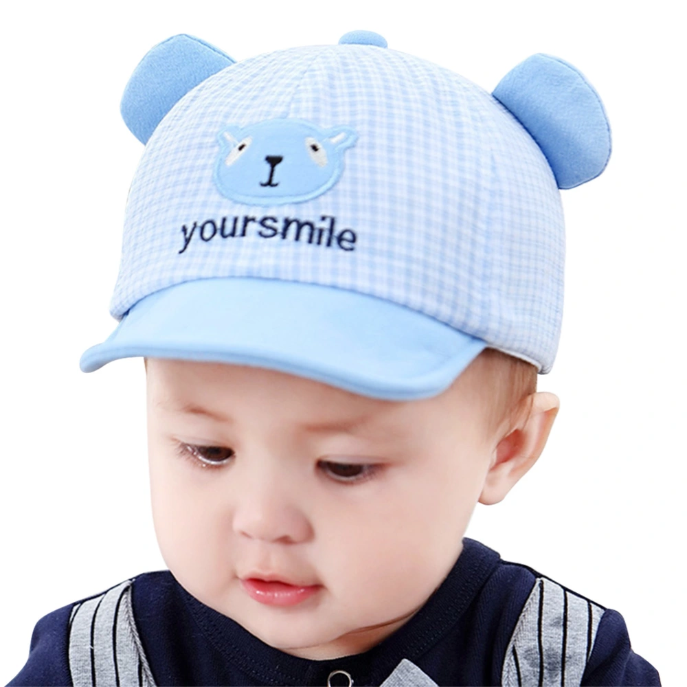 1PC Adorable Ear Decor Hat All-Match Cartoon Peaked Sun Protection Hat for Outdoor Babies Kids (Sky Blue)