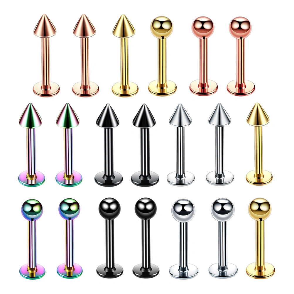 20Pcs Stainless Steel Lip Studs Multifunction Ear Studs Body Piercing Jewelries