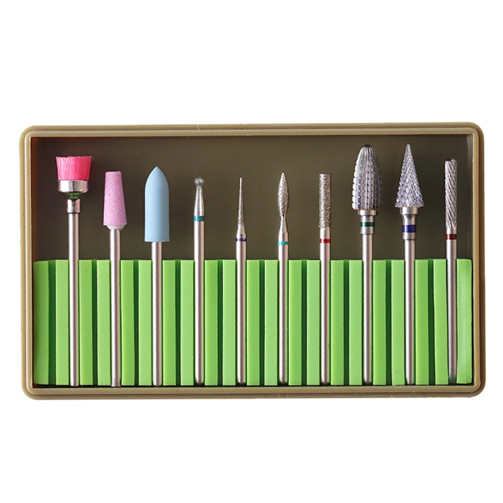 1 Set of Nail Drill Bits Professional Ceramic Electric Nail Polishing Machine Grinding Head (Green)