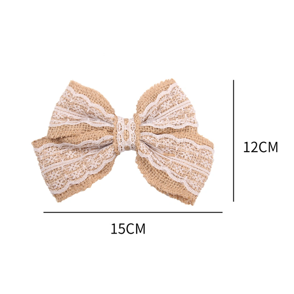 12pcs Linen Bowknot Ornament DIY Beautiful Lace Decor Bow for Christmas Party Gathering