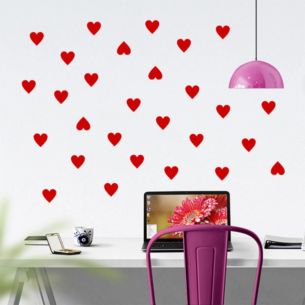 Heart Wall Sticker Vinyl Decal for Bedroom Living Room (Red)